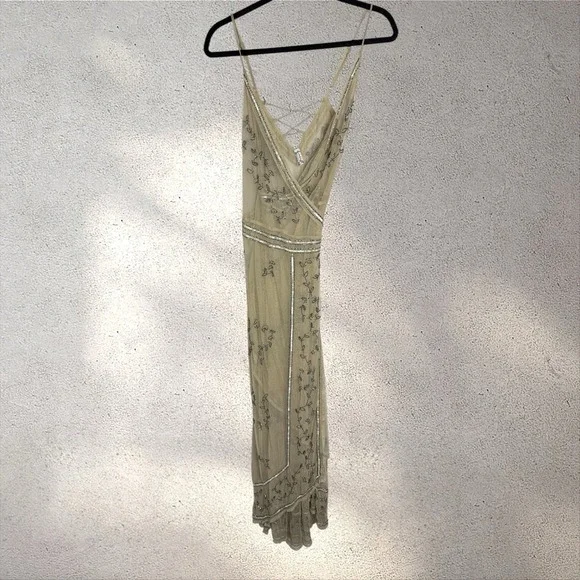 Free People Sky Fall Intimately Sheer Embellished Wrap Maxi Dress Sz S - Picture 7 of 9
